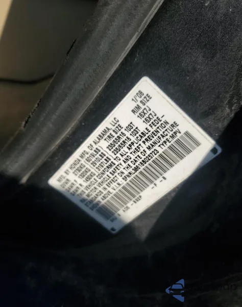 2008 Honda Odyssey Exl z USA, uszkodzony, nr VIN 5FNRL38618B025723